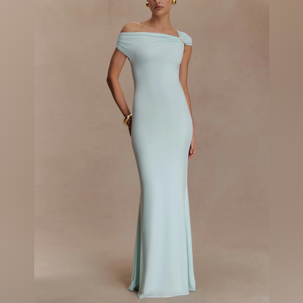 Meshki Kinsley Slinky Maxi Dress in Lagoon